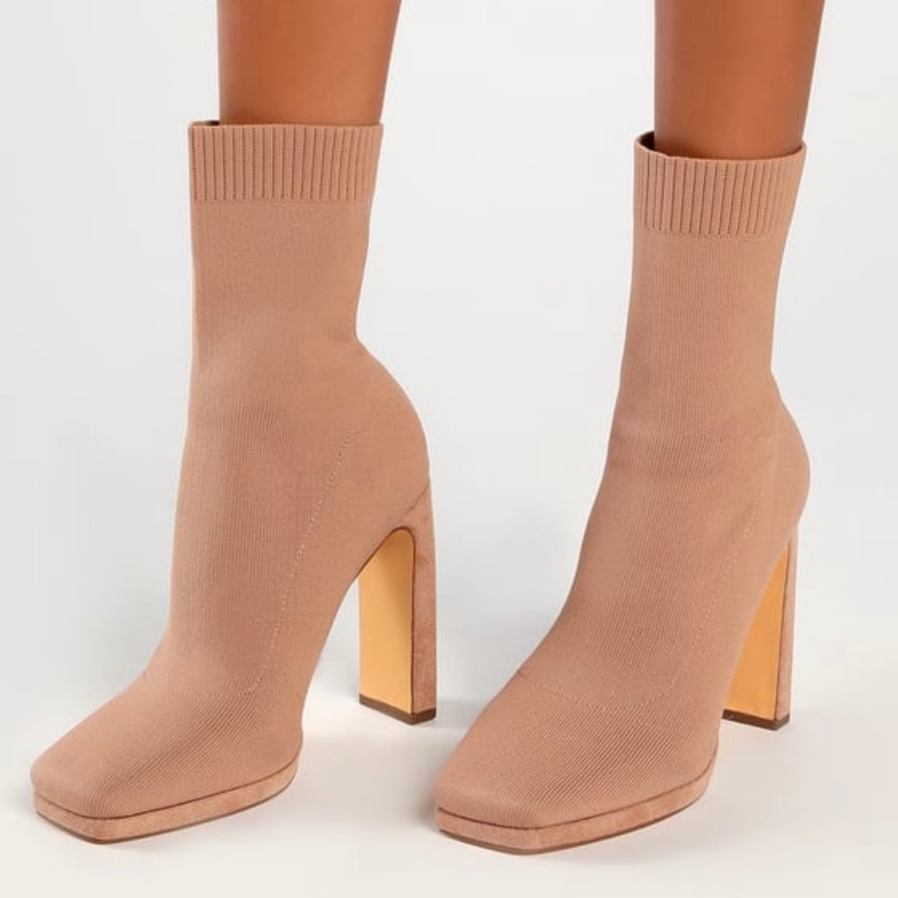 Lulu's square toe mid calf sock cute bootie